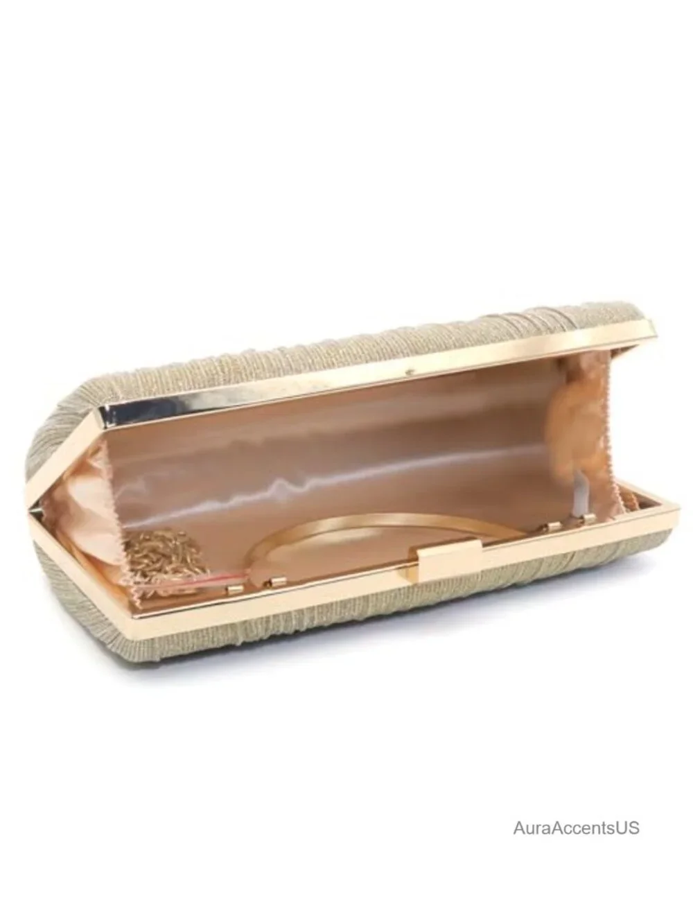 Pleated Clutch Evening Bag with Detachable Chain for Wedding Prom Party